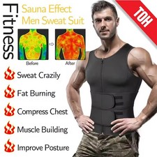 Men's Sauna Suit Sweat Vest Neoprene Shirt Body Shaper Weight Loss Waist Trainer
