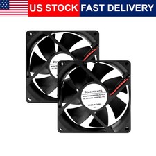24V DC Cooling Fan 80mm 80x80x25mm 2 Pack 2Pin 3500RPM Quiet PC CPU Case PSU