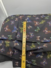 Vintage Black Cotton Neon Hippie Groovy Butterfly Fabric 8 Yards