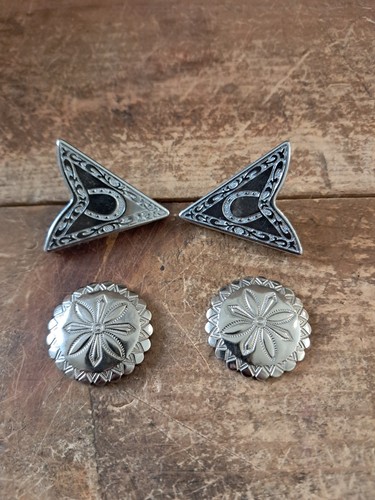 Western Shirt Collar Tips  1.25" Silver Tone Rau Kilkit