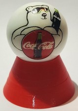 Coke Polar Bear Glass 1" Logo Marble w/ Colored Stand