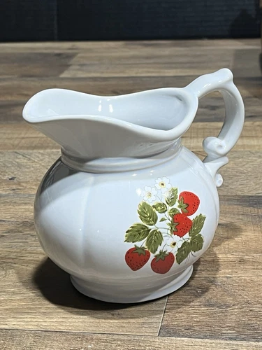 McCoy # 7528 Floral Strawberry Pitcher /Gravy Saucer