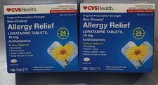 CVS HEALTH ALLERGY RELIEF LORATADINE 10mg- 100 TABLETS EACH- EXP 05/2026