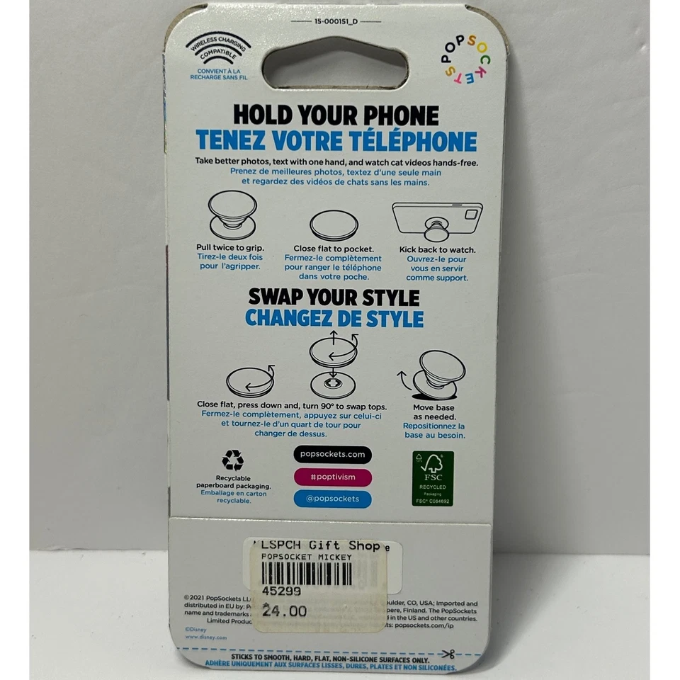 Popsockets Disney Mickey Mouse PopGrip Swappable Top Phone Holder Stand - Image 3 of 4