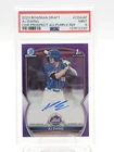 AJ EWING 2023 BOWMAN DRAFT CHROME PURPLE REFRACTOR 1ST ROOKIE AUTO PSA 9 Q3824