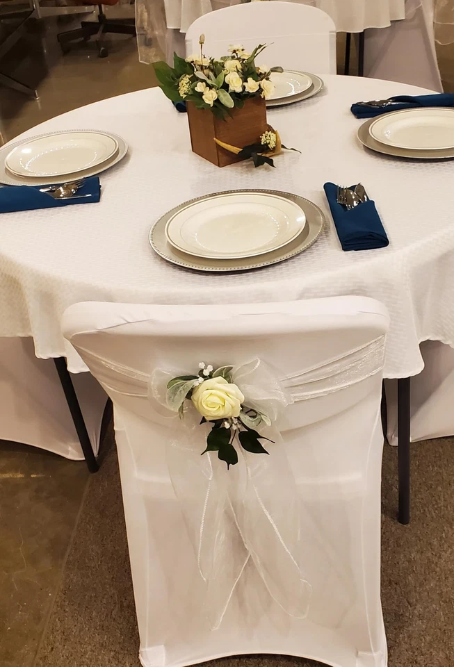 50 arcos de cadeira azul organza bebê para casamento 7x108 polegadas fio de cristal transparente C... - Imagem 4 de 4