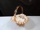 Fenton Hand Painted Pink Overlay Glass Basket - Charleton Pink Roses Design
