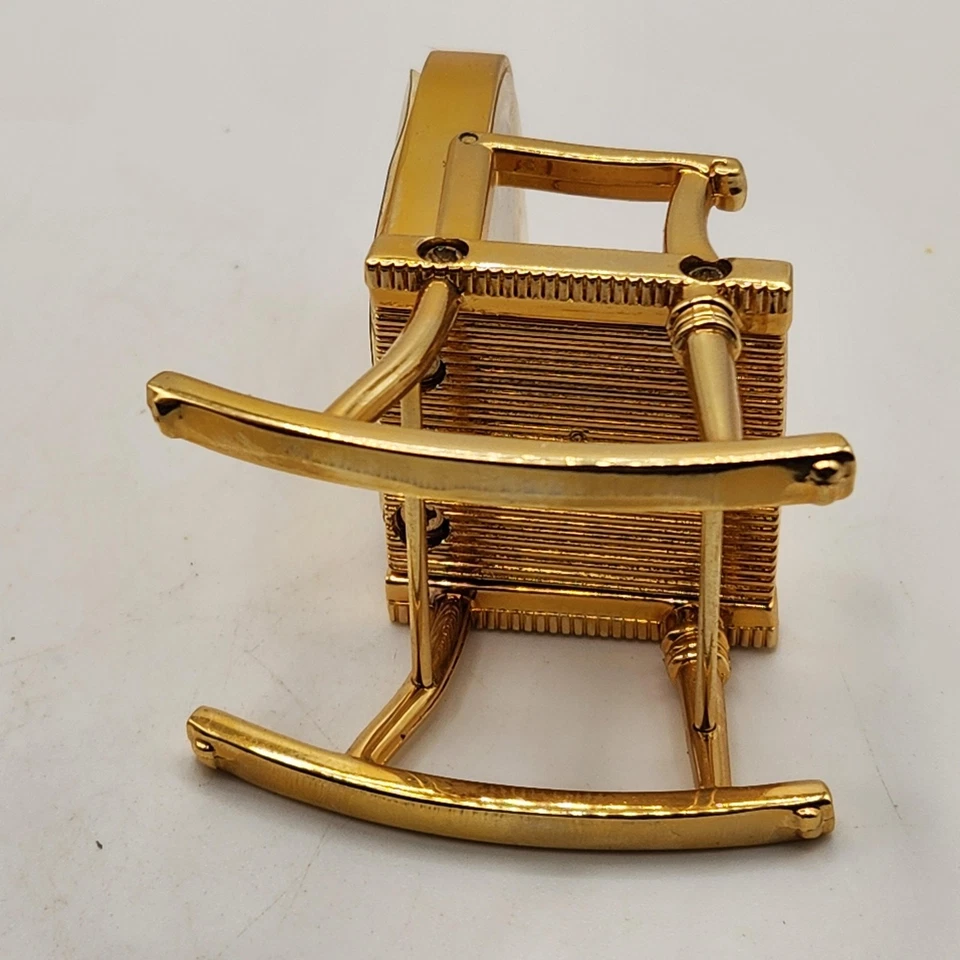 Timex Miniature Rocking Chair Quartz Desk Clock Gold Tone Japan Movement Novelty - Image 4 of 4