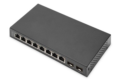 DIGITUS 10-Port Gigabit Network Switch - Unamanaged - 8x RJ45 ports - 2x SFP upl
