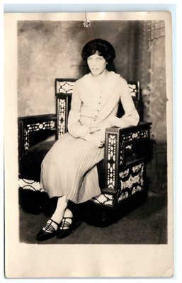 1920-1954 Young Woman Early Studio Portrait Worcester MA, Massachusetts