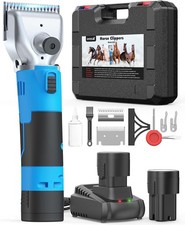 Cordless Horse Clippers with 2 Batteries, Heavy Duty Horse Grooming Kit for Thic