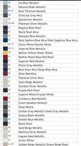 Holden Paint Colour Chart