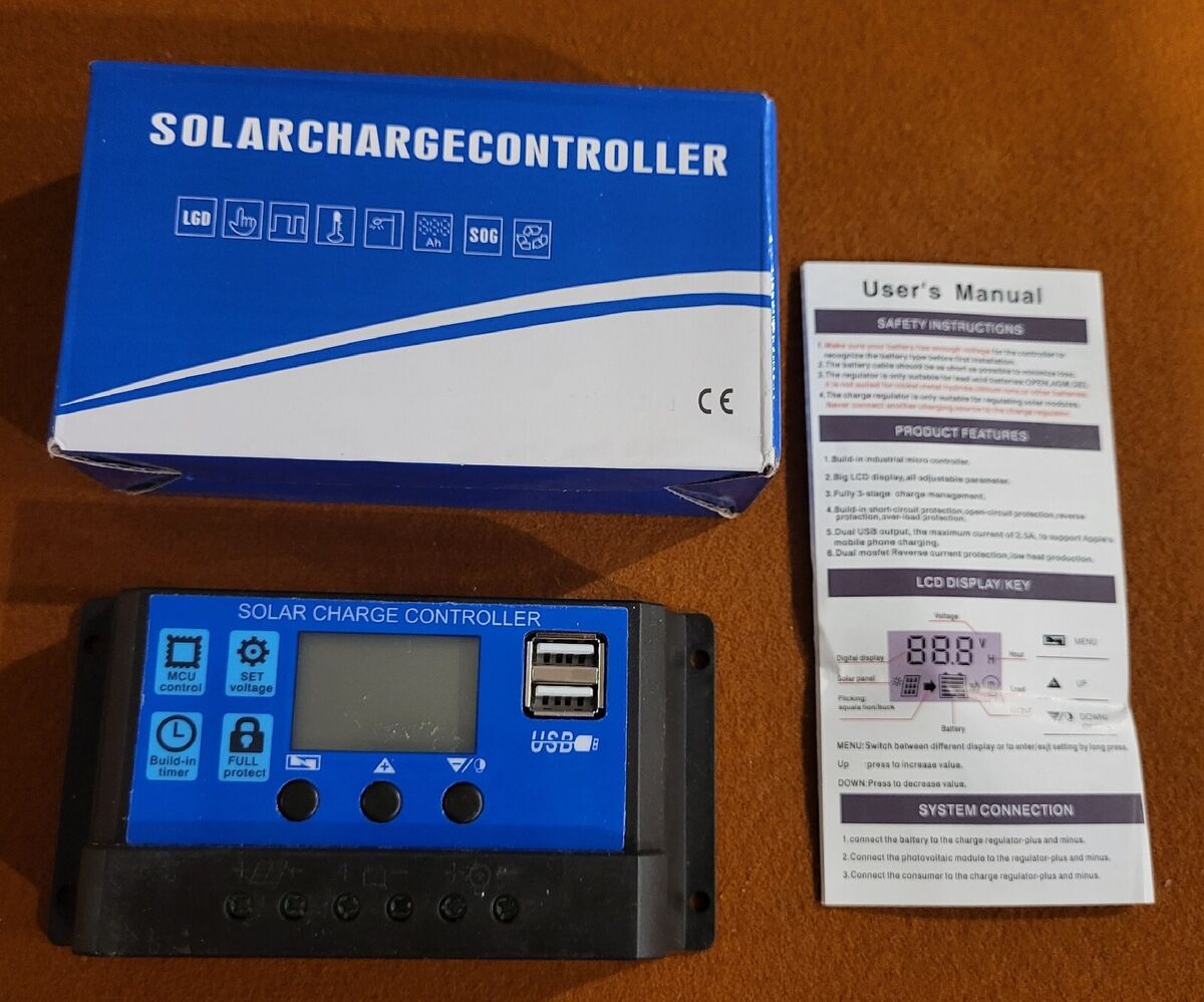 Solar Charge Controller Model W88-C 12V/24V 30A New - USA Seller