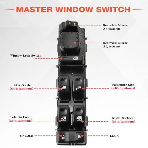 Front Driver Window Control Switch For Chevrolet GMC Sierra OE# 15883323 901-075 - Picture 5 of 10