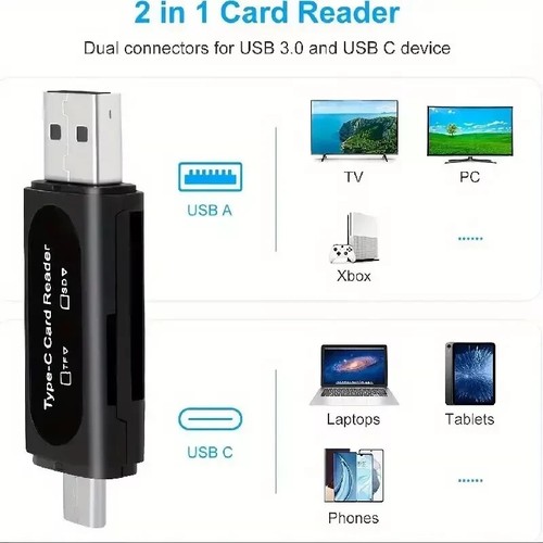 USB-C to USB-A Adapters Type-C Memory Card Reader Support Micro SD/SDHC/OTG/TF - Picture 2 of 11