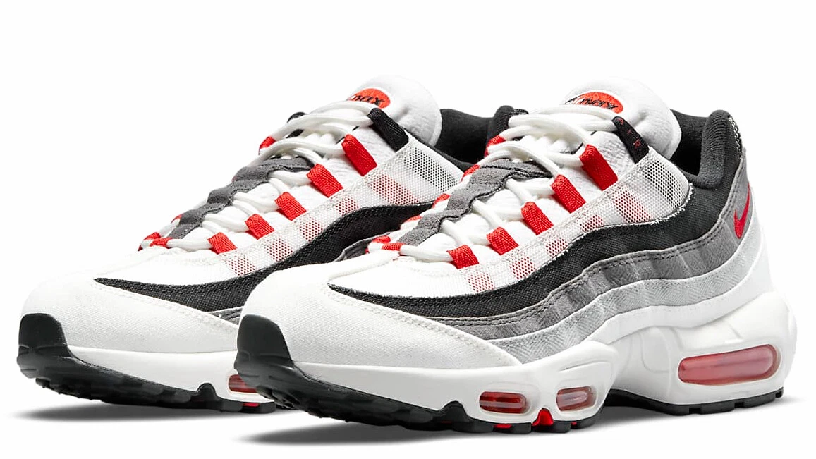 Nike Air Max 95 Summit White/Smoke Grey/Red DH9792-100 Size 7.5-11