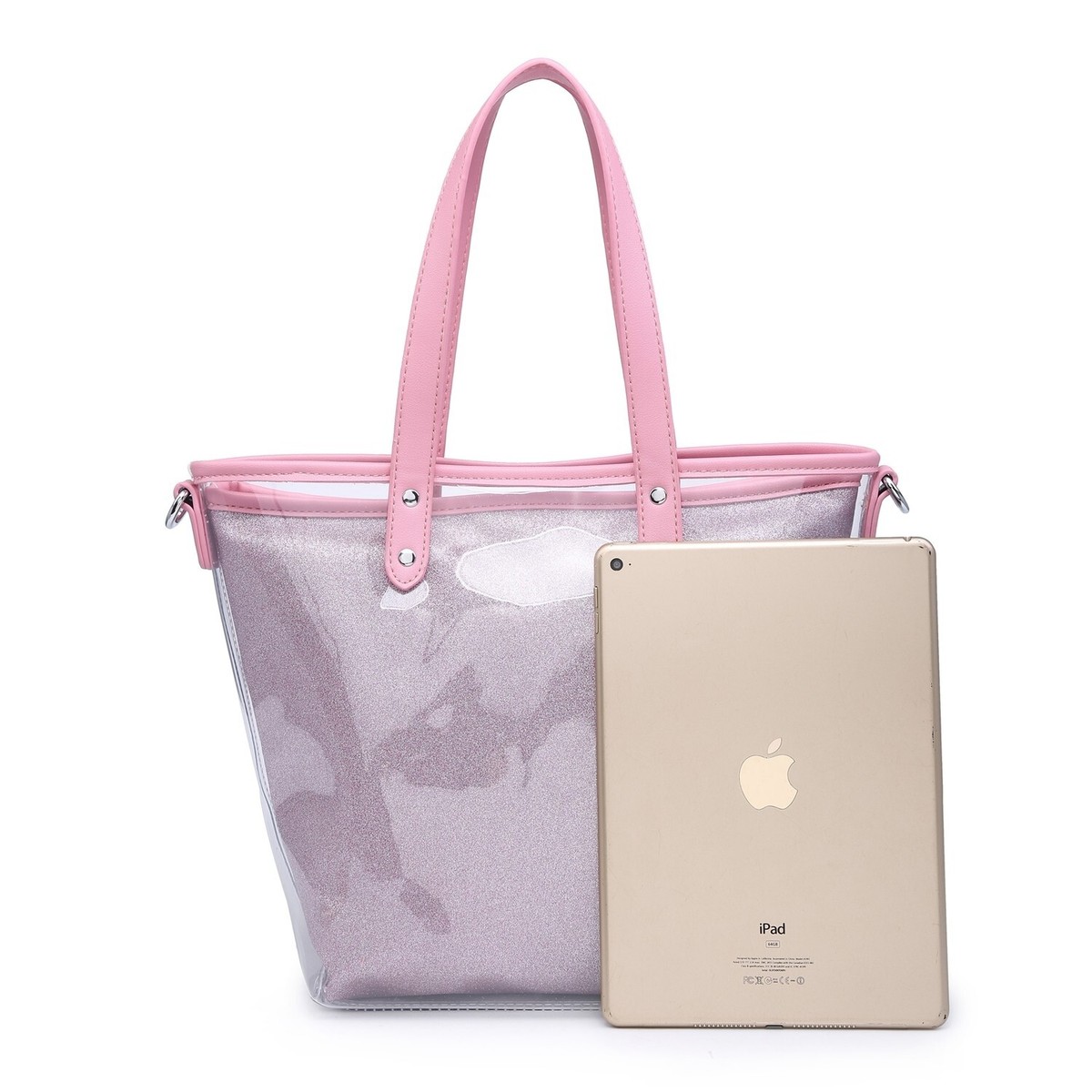 Clear Plastic Tote Bag with Handles and Detachable Strap Women Lovely Bag  Should