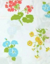 Vtg Wamsutta Superlin Full Flat Sheet Geraniums Pattern Flower Power 50/50 musli