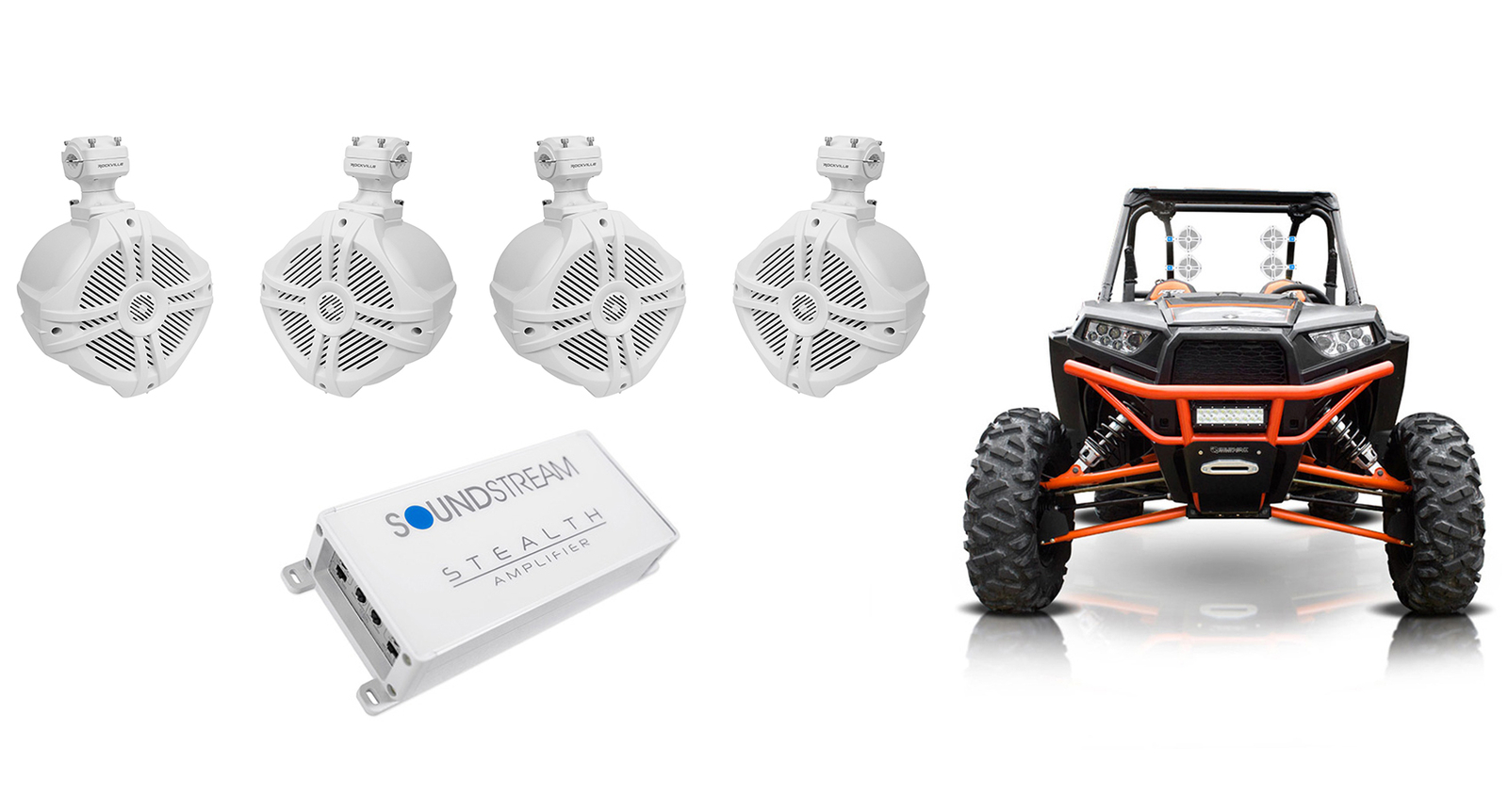 4 Колонки Rockville RWB65W 65 Tower4-канальный усилитель для Polaris RZRATVUTV 58690₽