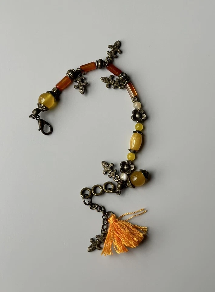 Браслет ручной работы нефрит камень бронза оранжевый ручной работы богемные ювелирные изделия новый - Изображение 4 из 4