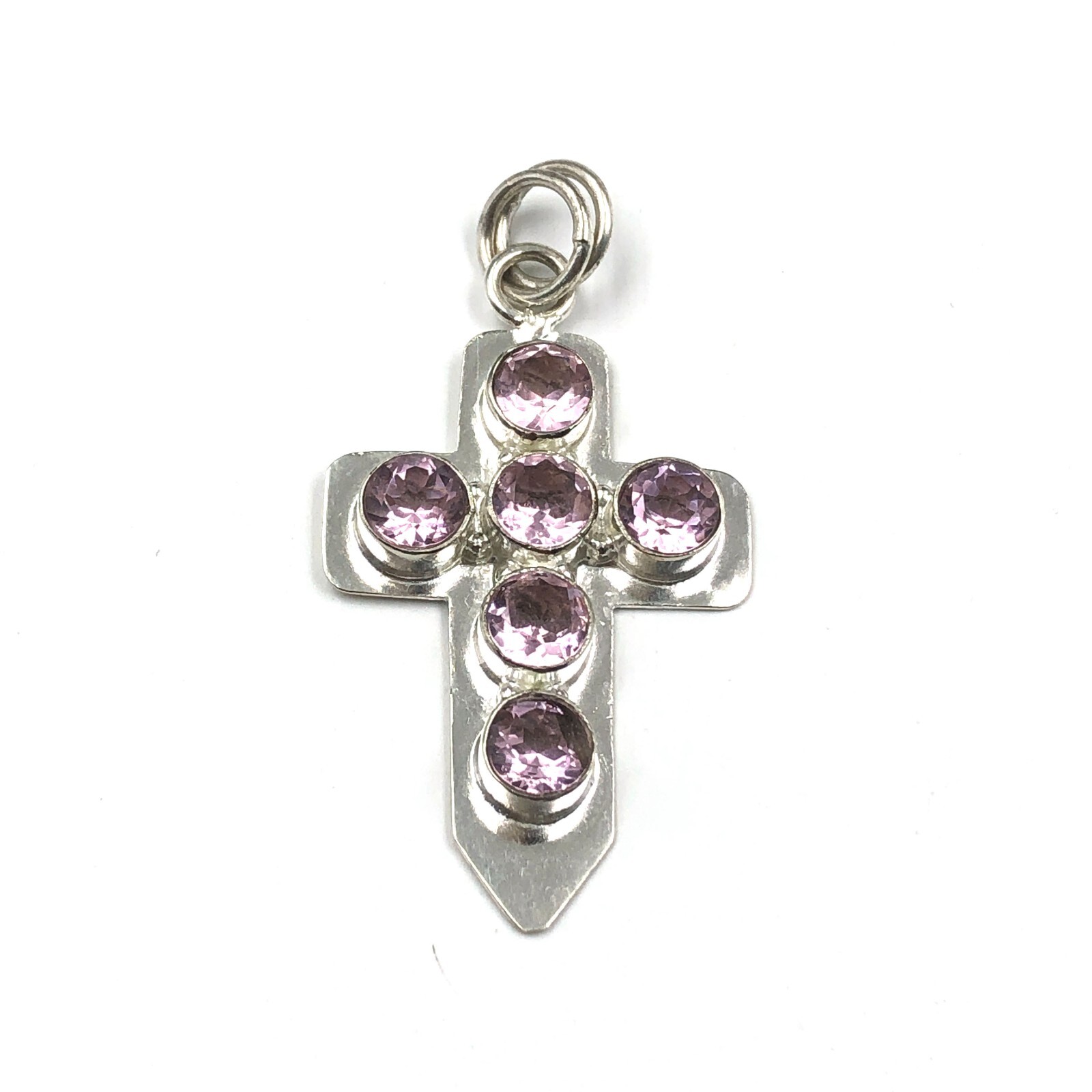 Gift For Her 925 Sterling Silver Natural Morganite Gemstone Pendant Cross