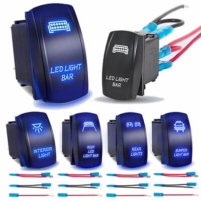 Adding LED Light Rocker Switch 5 Pin On-Off Switches For Jeep Wrangler ...