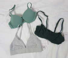 Auden Lot of 3 Different Bras Bralette Green and Gray 32A XS NWT