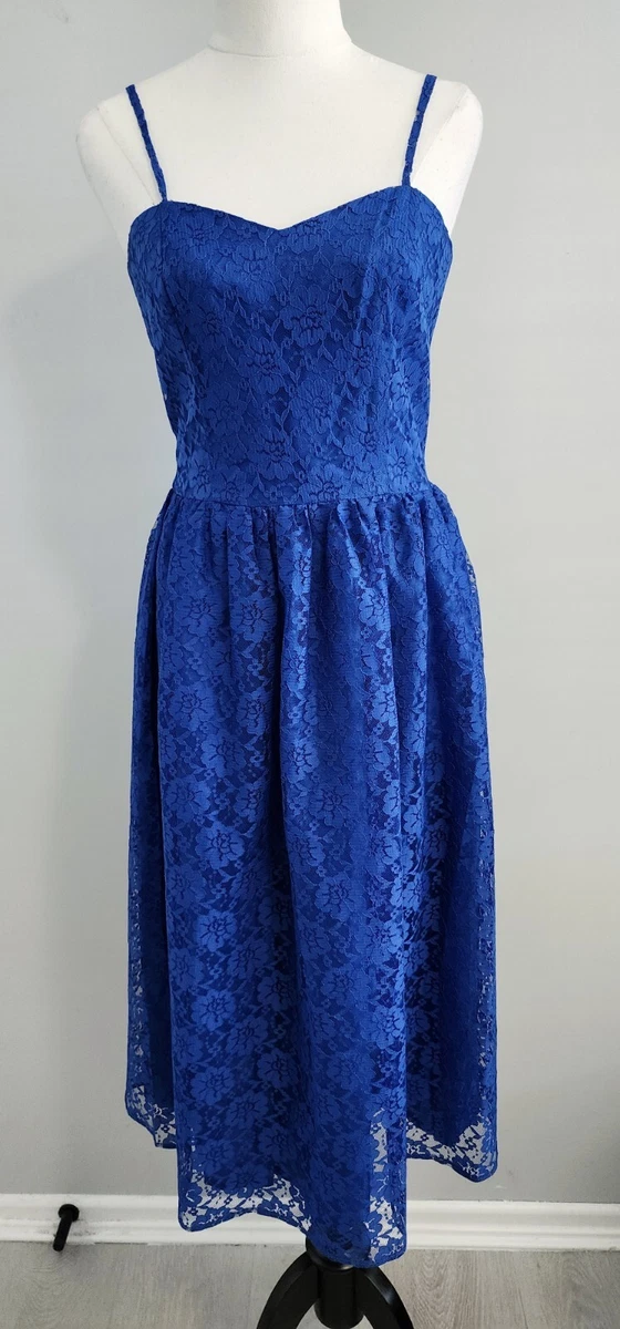 Jacqueline Eve Vintage Women Midi Dress Size 12 Blue Sleeveless