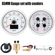 2 Gauge Set 85mm GPS Speedometer 160MPH Fuel/Oil Pressure/Temp/Volt with Senders