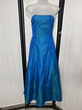 Vintage Jessica Mcclintock Gunne Sax Blue Strapless Sparkle Shimmer Dress Size 3