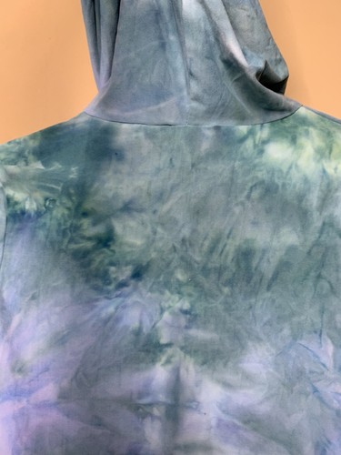 VizioO Women Large 2pcs Set Leggings Crop Top Green Tye Dye Short Sleeve Hooded - Picture 22 of 24