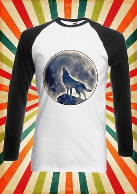 Dark Shadows Wolf Moon Rising Herren Damen Langarm Baseball T-Shirt 2110