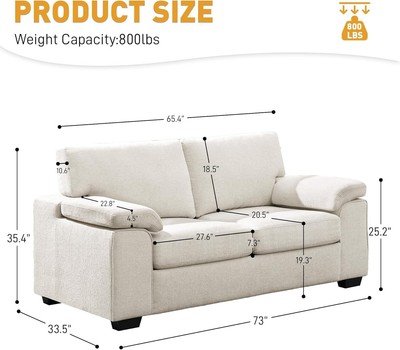 Modern Loveseat Couch 2 and 3-Seater Chenille Comfy Sofa for Office Apartment