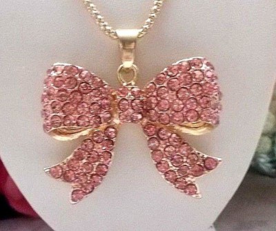 Pink Crystal Betsey Johnson Bow Tie Necklace BETSEY JOHNSON