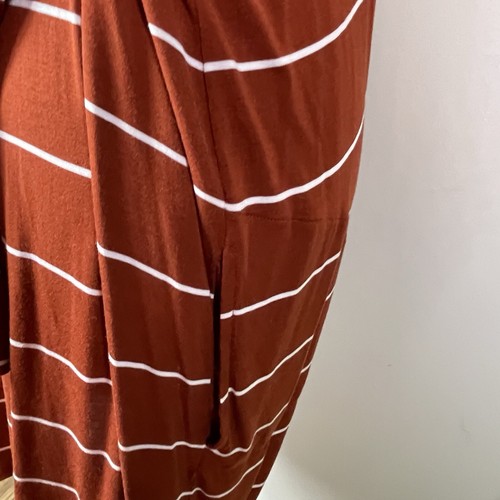 Lands End Open Jersey Cardigan Women 1X Striped Burnt Orange Pockets Boho Light - Picture 6 of 11