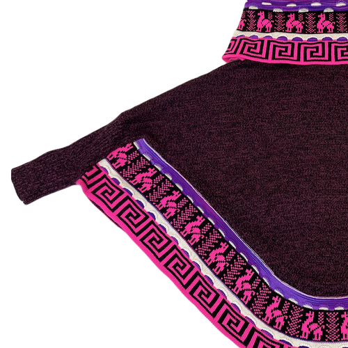 PONCHO ABRIGO CAPA PÚRPURA MUJER ALPACA ANDINA HECHO A MANO M - Imagen 4 de 7