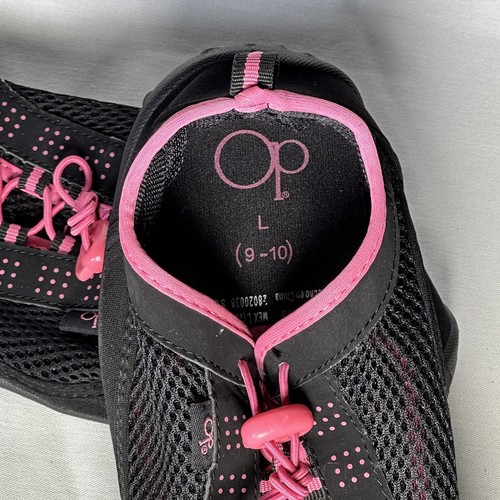 Ocean Pacific Black Pink Water Shoes Aqua Socks Elastic Laces Woman's L 9-10 - Picture 9 of 10