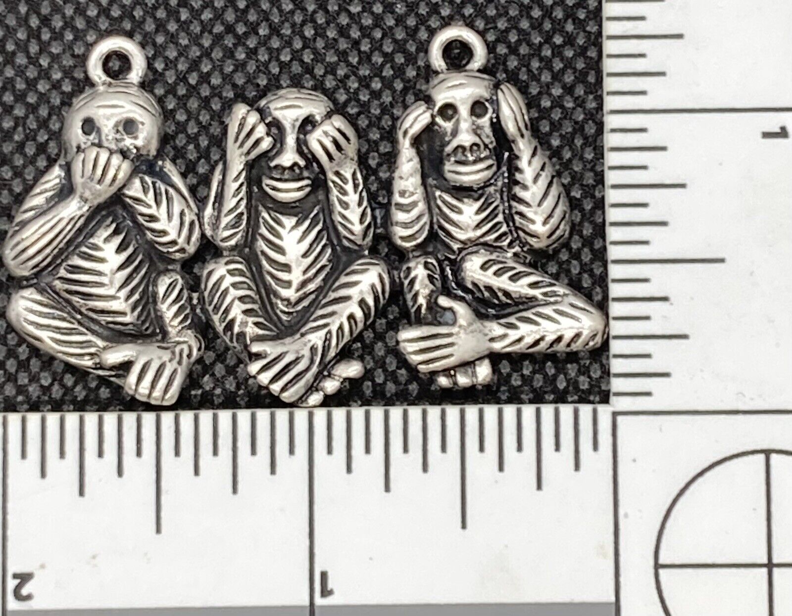 Vintage Metal 3 Wise Monkeys Pendant