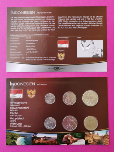 KMS INDONESIEN " DAS GELD DER WELT C" mit Münzdokument - Kursmünzensatz MDM - Bild 1 von 2