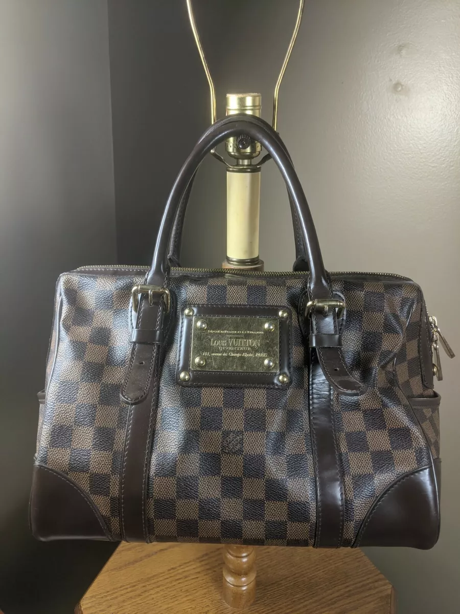 Auth LOUIS VUITTON Damier Berkeley Boston Handbag Ebene N52000