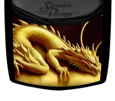 Yellow Scale Golden Laying Dragon Black Hood Wrap Vinyl Graphic Decal 58