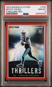 2023 PANINI ROOKIES & STARS THRILLERS RED #TH5 BRYCE YOUNG 18/99 PSA 8