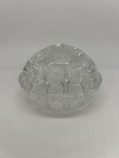 Large Vintage 1960s Bohemia Czechoslovakia Art Glass Lead Crystal Flower Frog 4  