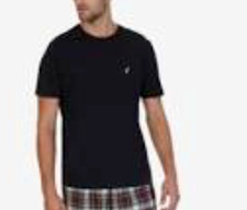  64 Nautica Men'S Pajama Shirt S/S Black Crew Neck Sleepwear Loungewear Size M