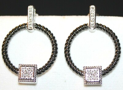 OXIDIERTES VERDREHTES SEIL STERLINGSILBER ECHTER DIAMANT (.20TCW) BAUMELNDER VORDERREIFEN