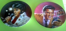 BRADFORD PLATE  2 DIF ELVIS PRESLEY ROCK N ROLL LEGEND +VIVA LAS VEGAS JEWELS