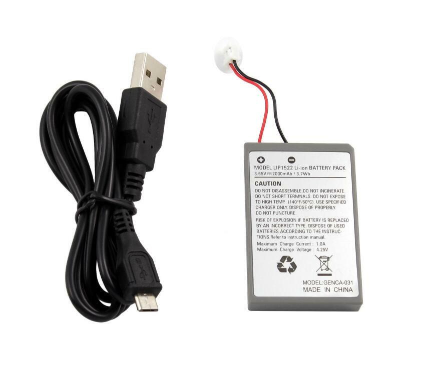 High Capacity Rechargeable Battery Pack For PS3, PS4, PS5 Controllers - Includes Charging Cable