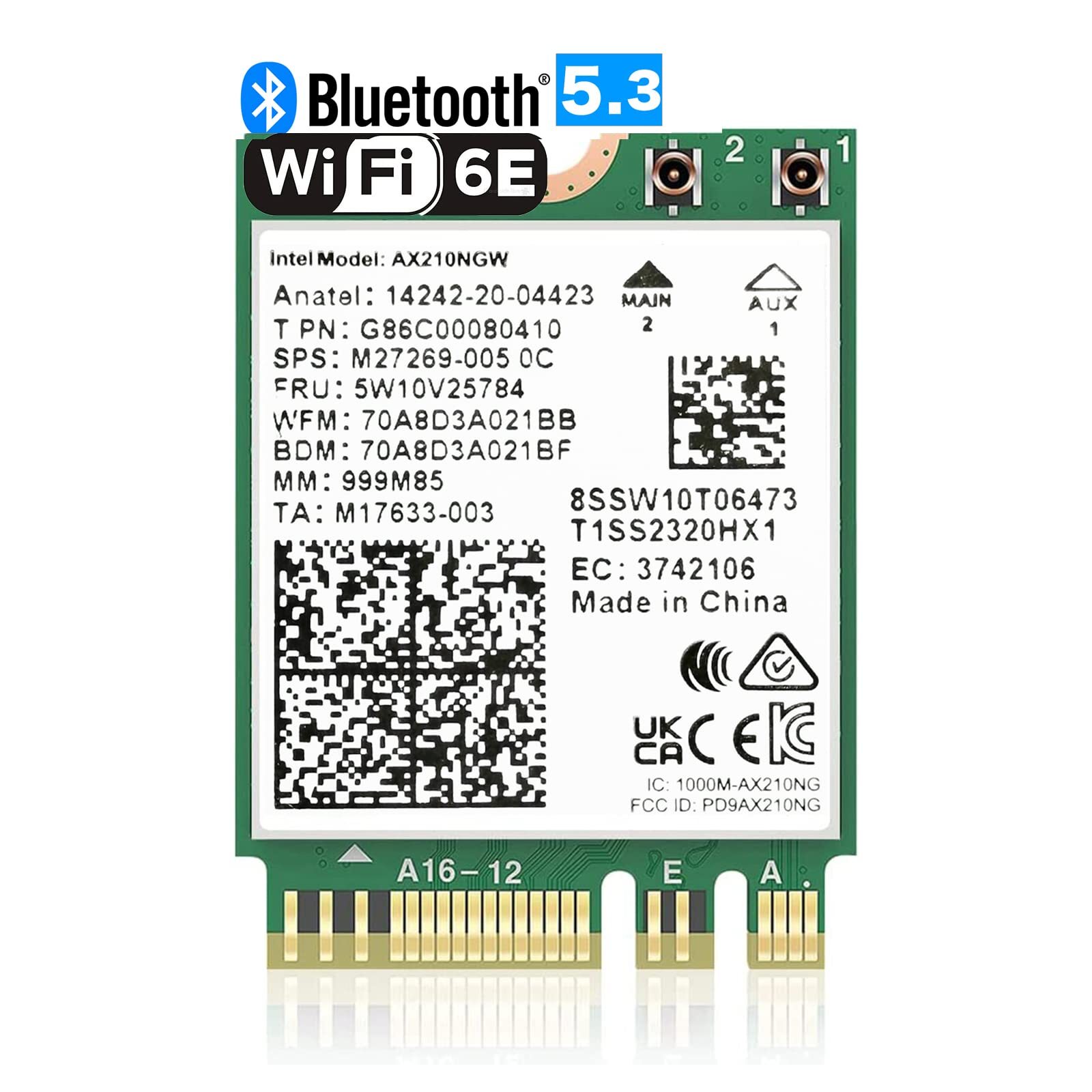 WiFi 6E AX210 NGW Wireless Card M.2 2230/NGFF WiFi 6E Laptop Module with Blue...