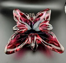 Japanese Sanyu Art Glass Bowl Ashtray Dish Multicolored 