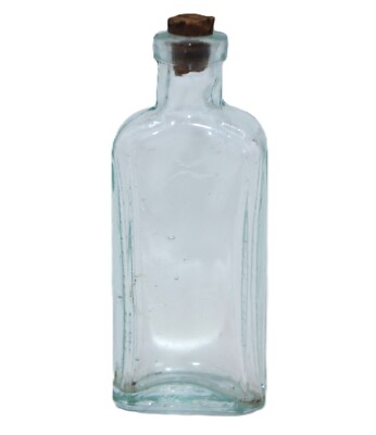 Vintage 3 in 1 Gun Cleaning Oil Embossed Blue Aqua Tinted Glass Bottle
